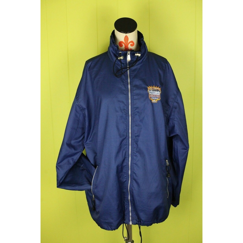 Vintage 2000 Nokia Sugar Bowl Mens Sz L Full Zip Textured Windbreaker Jacket EUC